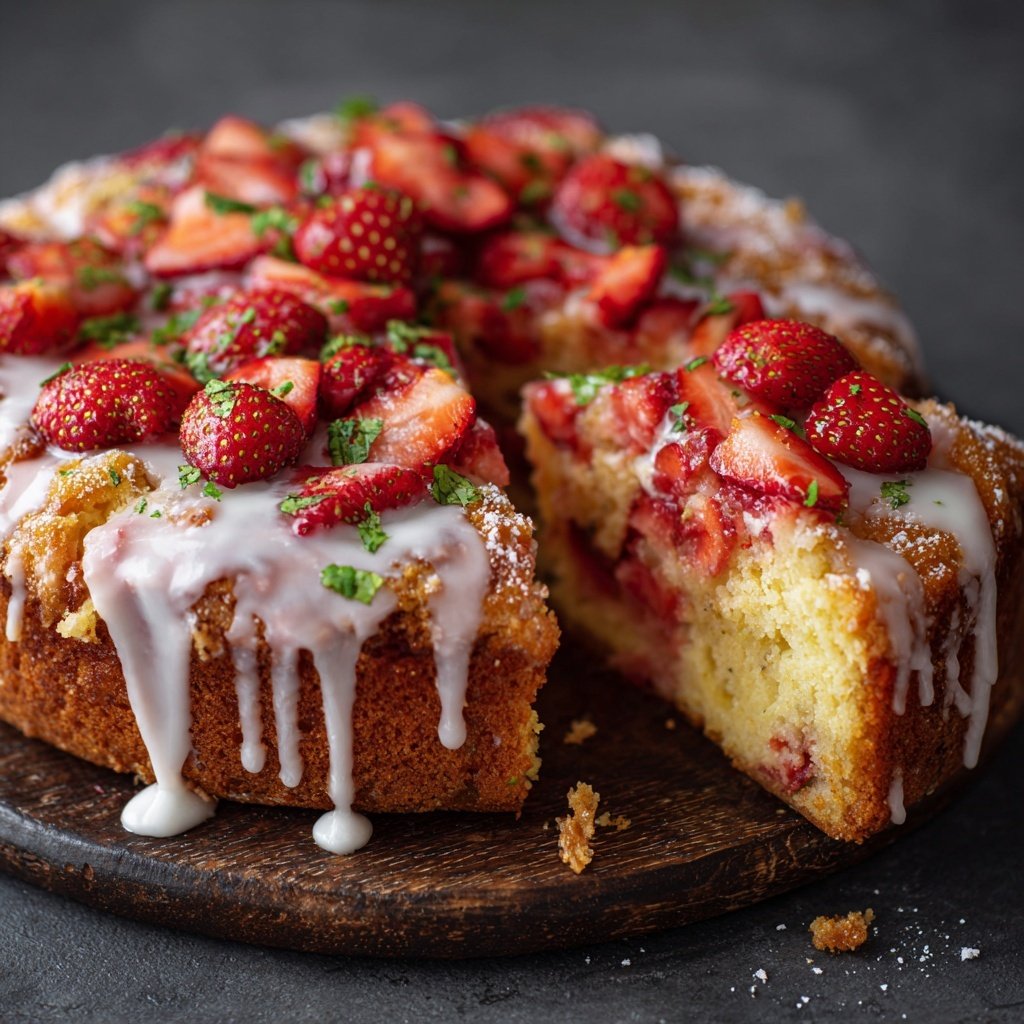 Erdbeerkuchen Mit Frischer Zitronenschale