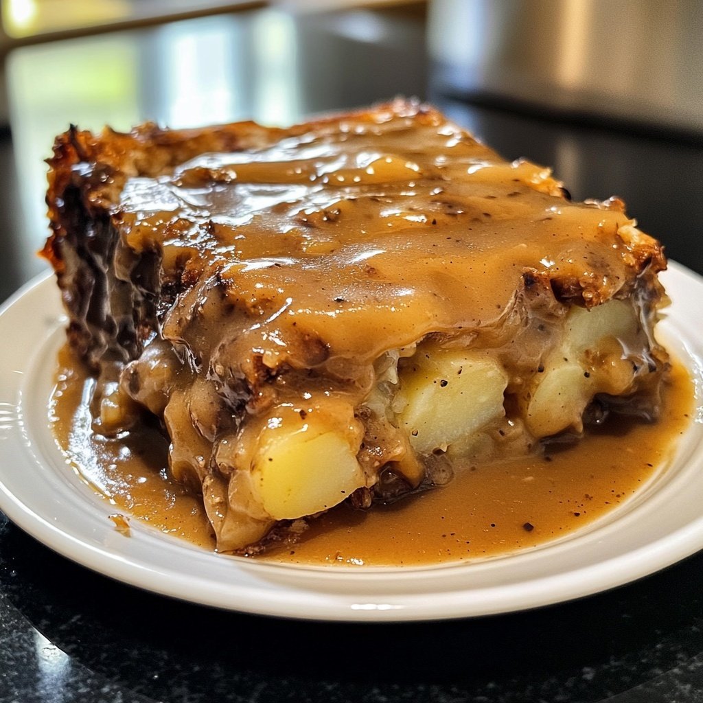 Hackbraten mit Kartoffeln in Sahne