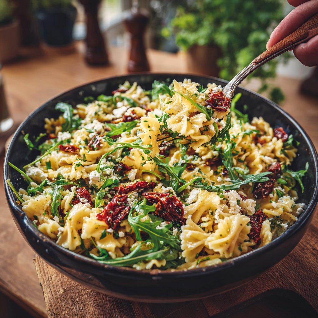 Mediterraner Nudelsalat Mit Rucola