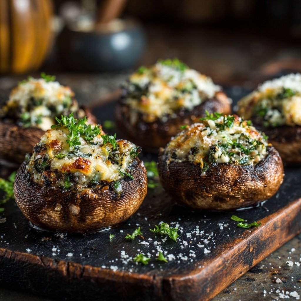 Gegrillte Champignons Mit Kräuter Füllung