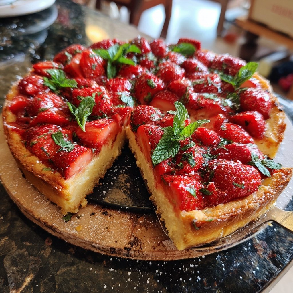 Erdbeerkuchen Mit Frischer Minze